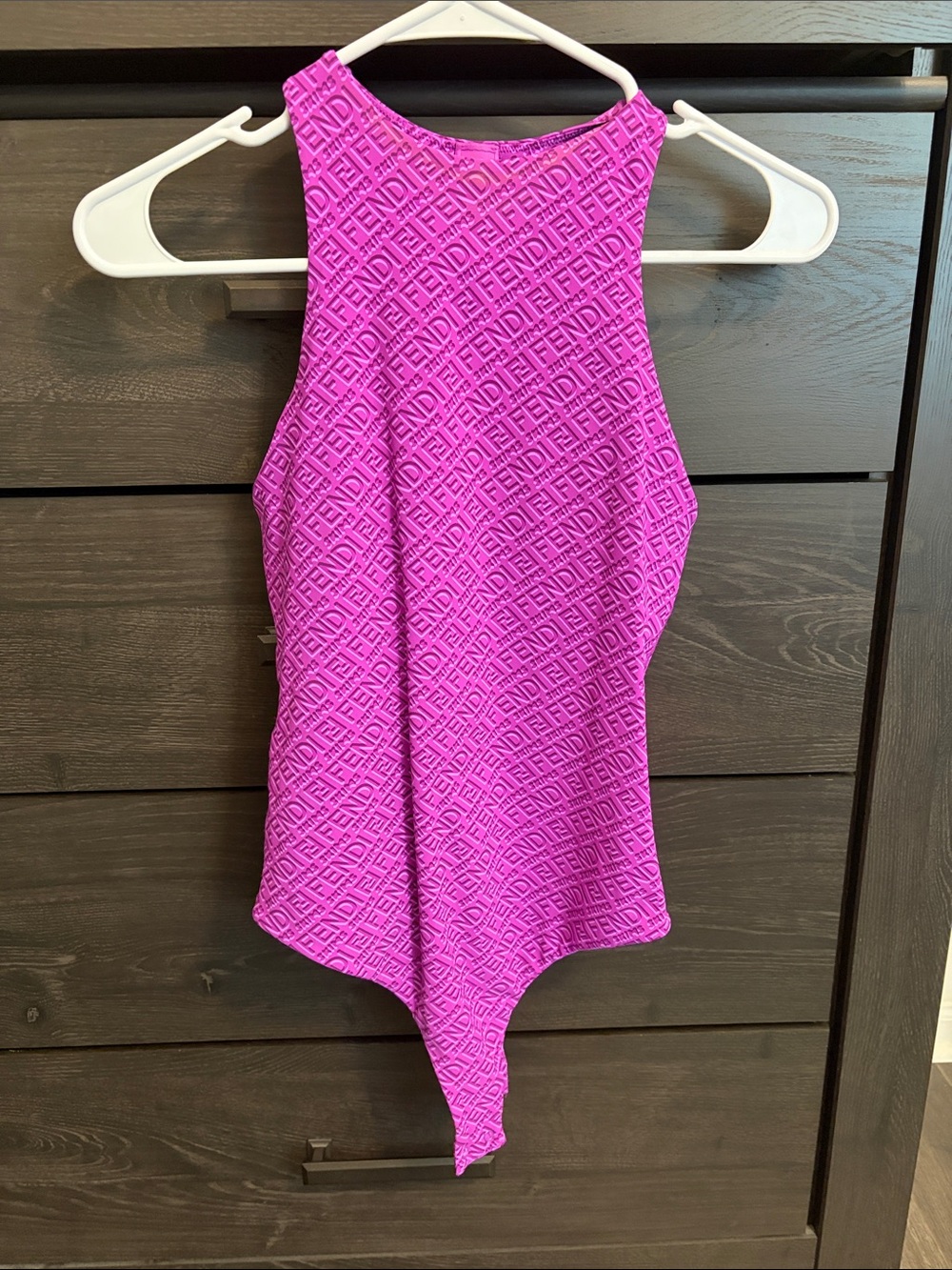 Fendi Magenta Logo Racerback Bodysuit